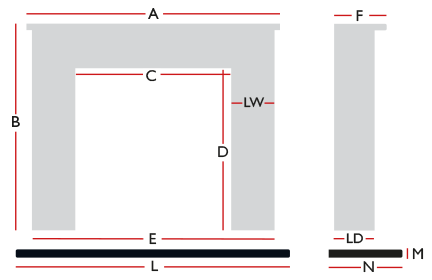 wood fire surround diagram